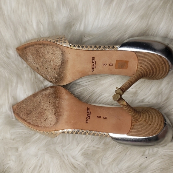 COACH Camille Two-Piece Pump Shoes D'Orsay metallic embossed 8B - Picture 10 of 12